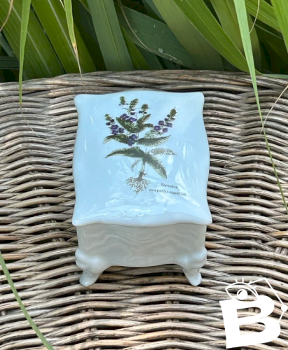 Petite boîte en porcelaine motif botanique