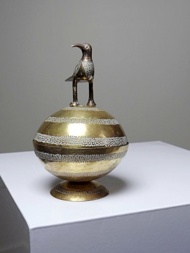 Petite boite globe Africaine vintage laiton/bronze doré Bénin Dahomey