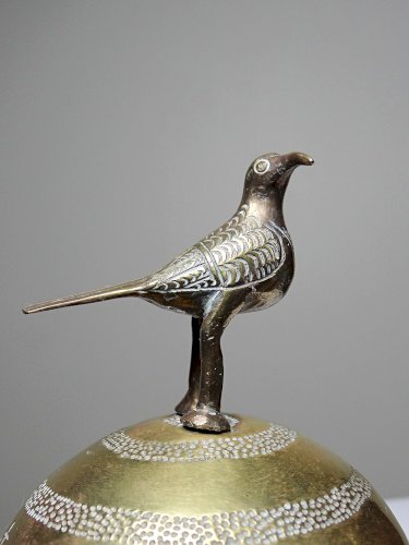 Petite boite globe Africaine vintage laiton/bronze doré Bénin Dahomey