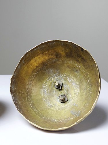 Petite boite globe Africaine vintage laiton/bronze doré Bénin Dahomey