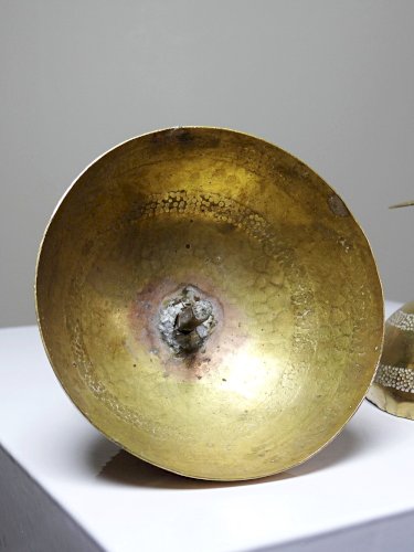 Petite boite globe Africaine vintage laiton/bronze doré Bénin Dahomey