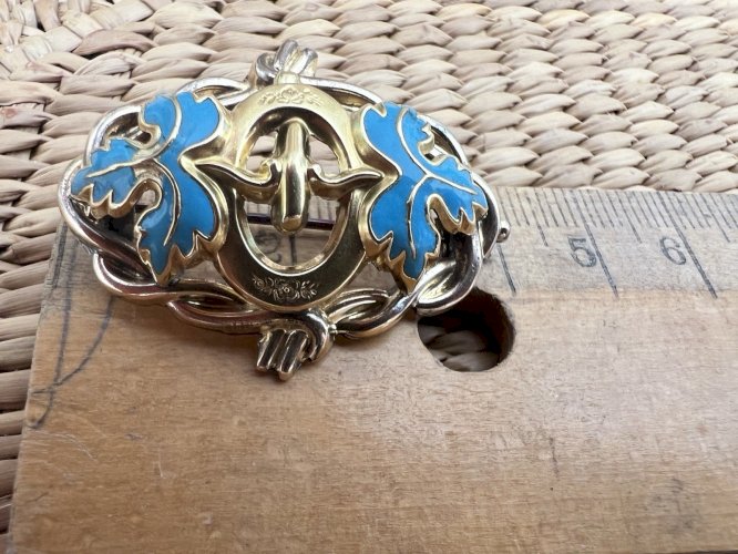 Petite Broche Napoléon Ill plaqué or Émaillé Vintage, ancien Collection Unisex