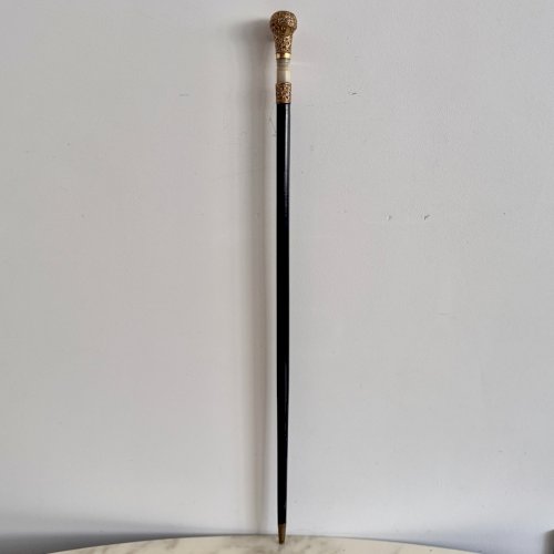 Petite canne ou baguette de chef d'orchestre fin XIXe métal doré et nacre M3688