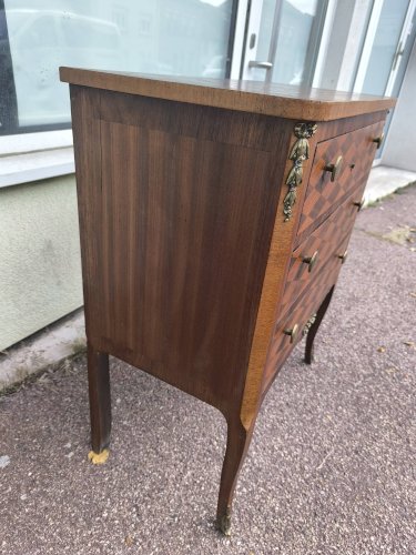 Petite Commode De Style Louis XVI En Marqueterie Vers 1930/1950