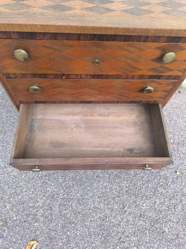 Petite Commode De Style Louis XVI En Marqueterie Vers 1930/1950