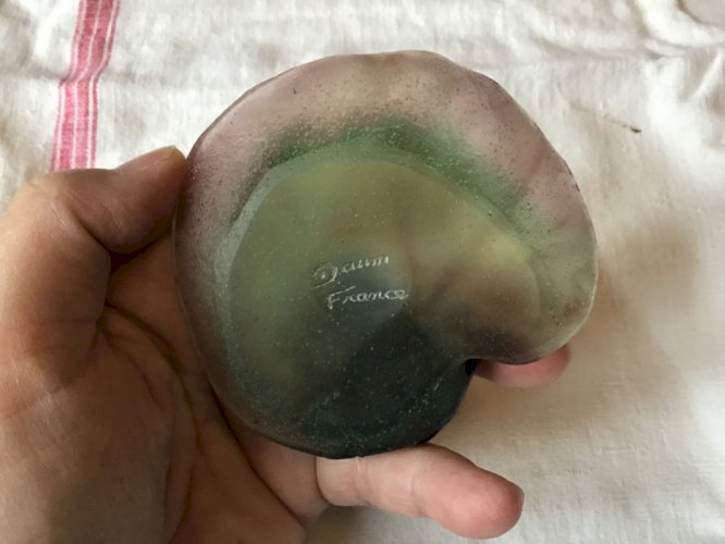 PETITE COUPELLE BAGUIER EN PÂTE DE VERRE DAUM FRANCE GRENOUILLE