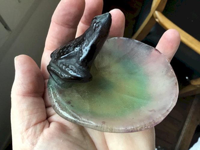 PETITE COUPELLE BAGUIER EN PÂTE DE VERRE DAUM FRANCE GRENOUILLE