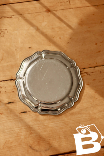Petite coupelle ronde vintage métal brillant - Festonnée