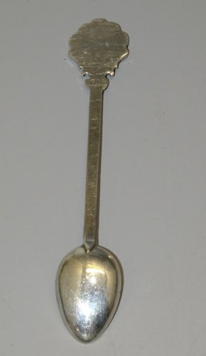 -PETITE CUILLERE ARGENT poinçons illisibles BLASON en BOUT de MANCHE   D