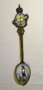 - ENAMELED TEASPOON REMEMBER OF SANTA CRUZ SOUVENIR FROM TRIP SPAIN D