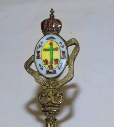 -PETITE CUILLERE EMAILLEE RECUERDO DE SANTA CRUZ SOUVENIR DE VOYAGE ESPAGNE    D