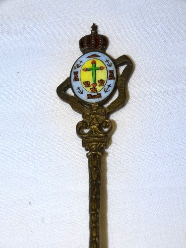-PETITE CUILLERE EMAILLEE RECUERDO DE SANTA CRUZ SOUVENIR DE VOYAGE ESPAGNE    D