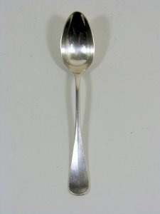 Small Silver-Plated Metal Spoon Christofle Uniplat Decoration Monogram Hallmarks