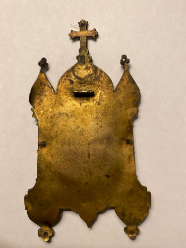 Petite icône ancienne de la Vierge Marie – médaillon néogothique, fin XIXᵉ siècle