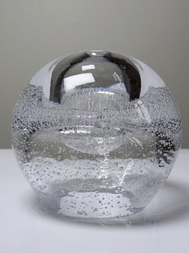 Petite lampe à huile ou soliflore globe en verre bullé vintage Pologne