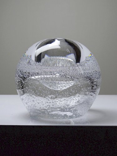 Petite lampe à huile ou soliflore globe en verre bullé vintage Pologne