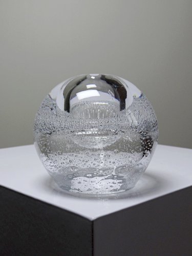 Petite lampe à huile ou soliflore globe en verre bullé vintage Pologne