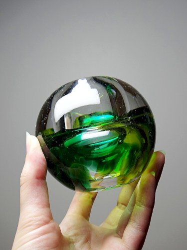 Petite lampe à huile ou soliflore globe en verre vintage style Sommerso/Seguso