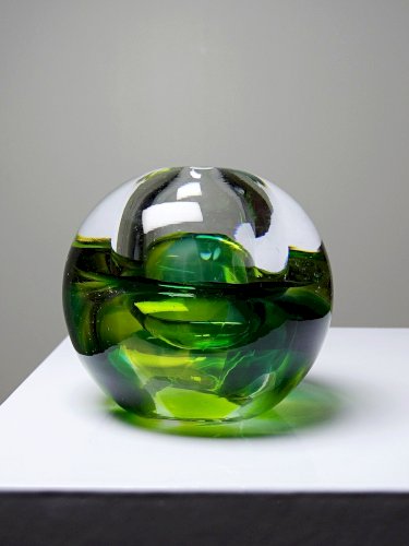 Petite lampe à huile ou soliflore globe en verre vintage style Sommerso/Seguso