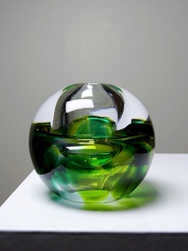 Petite lampe à huile ou soliflore globe en verre vintage style Sommerso/Seguso