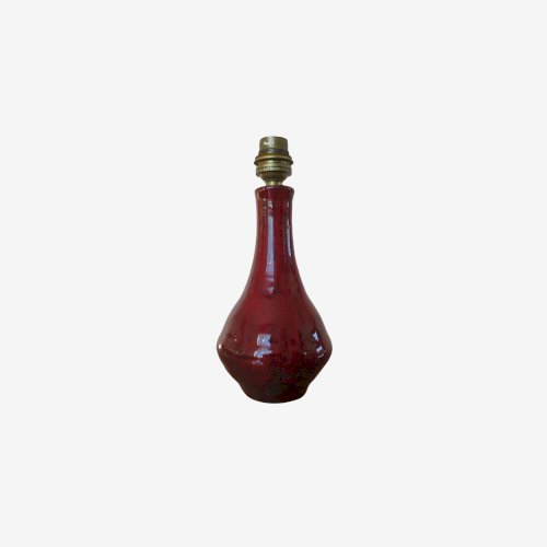 PETITE LAMPE EN CERAMIQUE ROUGE FEU ANNEES 50 60