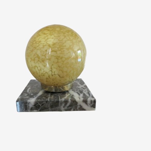 PETITE LAMPE SOCLE EN MARBRE ET VERRE DE CLICHY JAUNE ANNEES 30 40 VINTAGE
