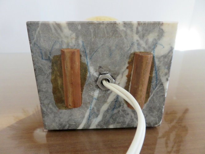 PETITE LAMPE SOCLE EN MARBRE ET VERRE DE CLICHY JAUNE ANNEES 30 40 VINTAGE