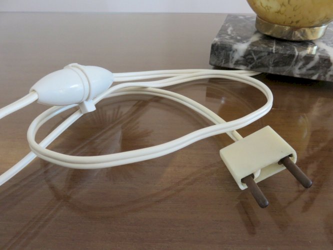 PETITE LAMPE SOCLE EN MARBRE ET VERRE DE CLICHY JAUNE ANNEES 30 40 VINTAGE