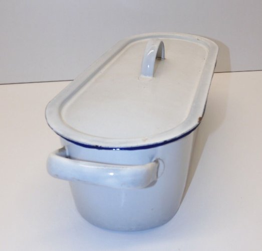 -PETITE POISSONNIERE TOLE EMAILLEE BLANCHE ou USTENSILE DE LABO  déco CUISINE  D