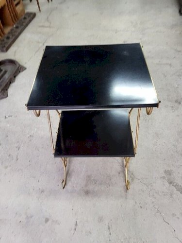 PETITE SELLETTE A 2 NIVEAUX EN METAL ET BOIS 1960