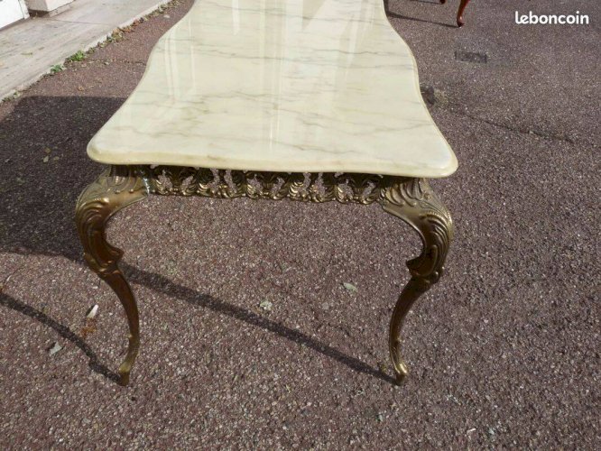 Petite Table basse Marbre et laiton