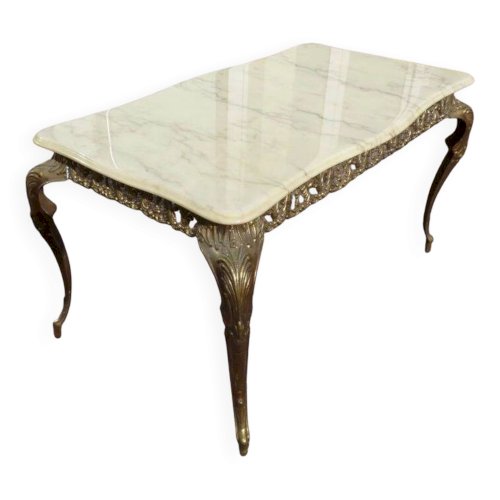 Petite Table basse Marbre et laiton