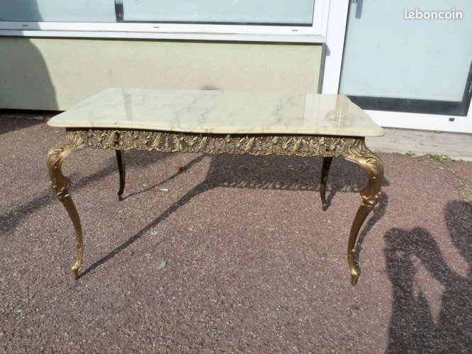 Petite Table basse Marbre et laiton