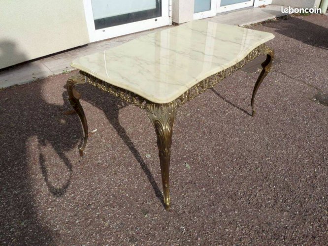 Petite Table basse Marbre et laiton