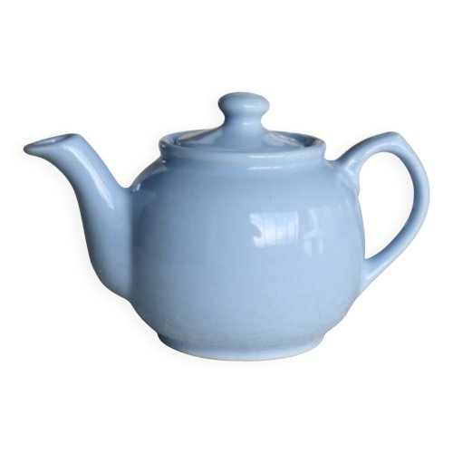 Petite théière vintage en faïence bleu cielt