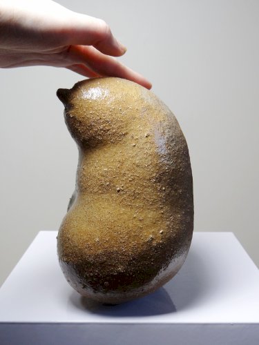 Petite Vénus sculpturale en grès, buste de femme, vintage signé, années 90