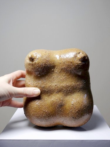 Petite Vénus sculpturale en grès, buste de femme, vintage signé, années 90