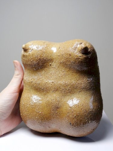 Petite Vénus sculpturale en grès, buste de femme, vintage signé, années 90