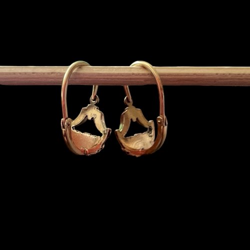 Petites Boucles d’oreille dormeuse -1900 - plaqué or - Ancienne Vintage Charme