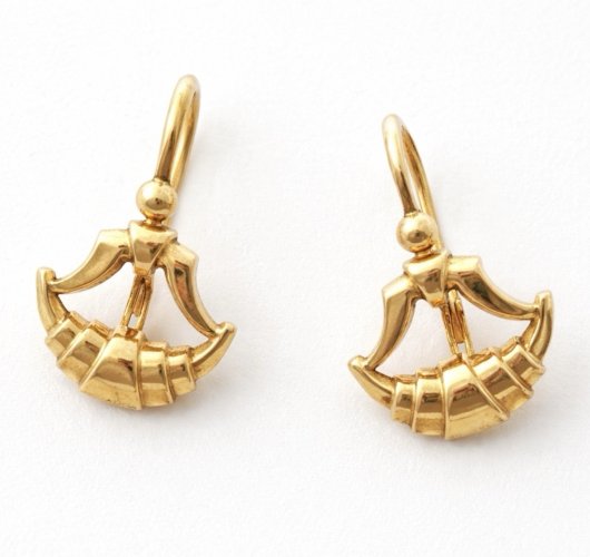 Petites Boucles d’oreille dormeuse -1900 - plaqué or - Ancienne Vintage Charme