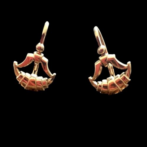 Petites Boucles d’oreille dormeuse -1900 - plaqué or - Ancienne Vintage Charme