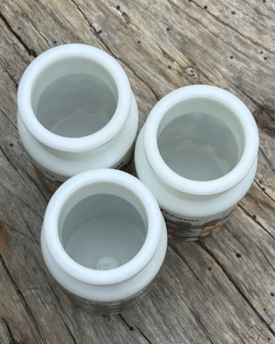 Petits pots rétro vintage en opaline JAR