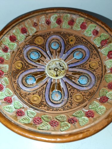 peu  courant coupelle decor floral ceramica convento jesus maria aracena en bon etat