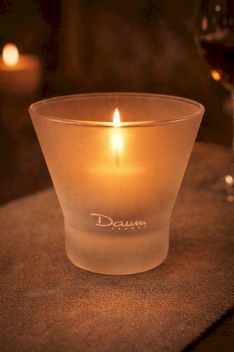 Photophore Daum France Verre Givré 15cm – Bougeoir Design