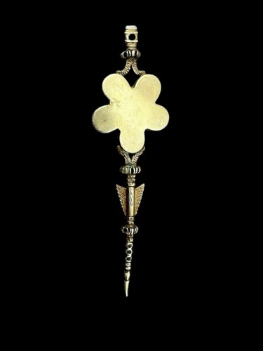 Pic chignon -épingle - pendentif argent massif vermeil filigrane ancien Austro