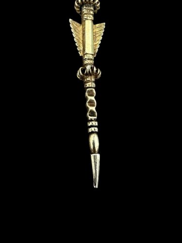 Pic chignon -épingle - pendentif argent massif vermeil filigrane ancien Austro