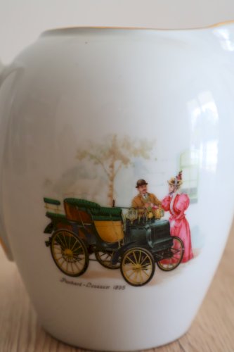 Pichet à eau en porcelaine décor romantique Fiat/Pot à lait ou café vintage années 60/Verseuse pour campagne chic/Cruche de lait rétro