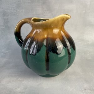 Jug pitcher unsigned green and brown tones DLG ALPHO Alphonse Mouton