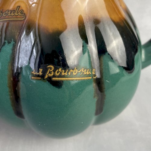 Pichet broc cruche non signé tons verts et marrons DLG ALPHO Alphonse Mouton