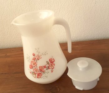 PITCHER CARAFE JUG pink flowers CHERRY TREE ARCOPAL 3574